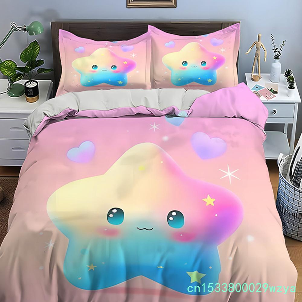 Cute Cartoon Stars Print Bedding Set Duvet Cover 1 Duvet Cover 2 Pillowcases Adult And Kids Bedding Set Luxury Children's Gifts