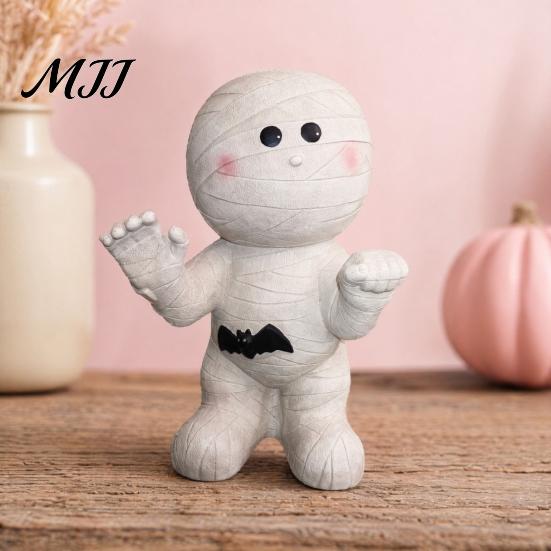 Holiday Atmosphere Decor Halloween Mummy Statue, Resin Spooky Glowing Figurine for Indoor Outdoor Decor, Cool Figurines LED Creepy Party Ornament