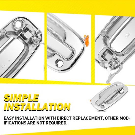 New Chrome Car Door Handle Replacement For 2001-2007 Chevry Silverado 1500 2500