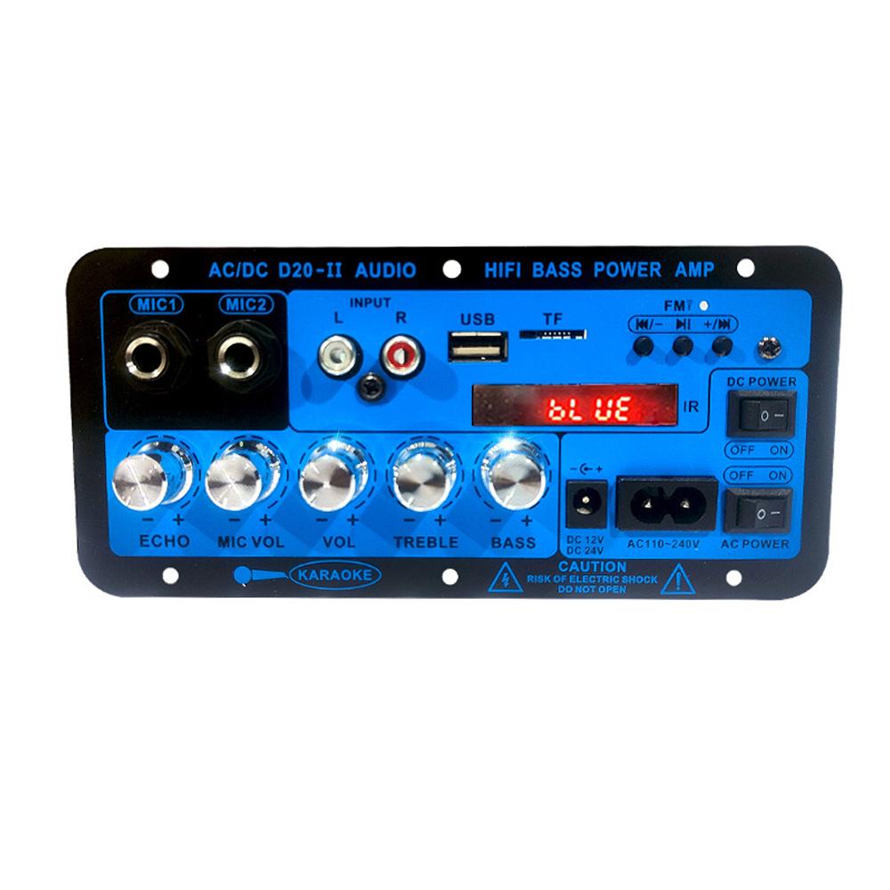 

P60-OP Bluetooth Плата автомобильного усилителя с реверберацией Двойной микрофон Оптический вход USB/TF/FM Hi-Fi Аудиодекодер