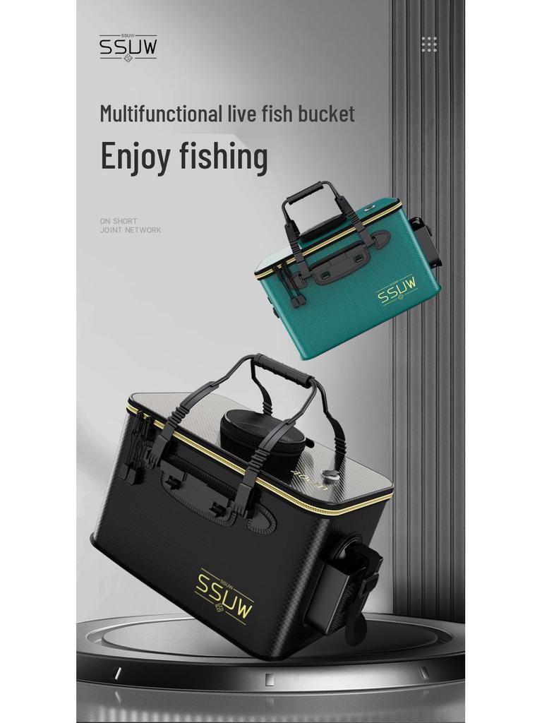 Portable EVA Folding Fishing Bucket - Live Fish Container and Gear Supplies