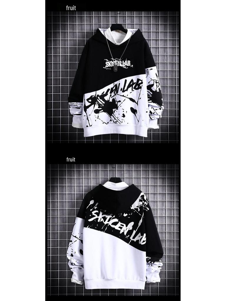 Moletom Masculino Japonês Hip-Hop Trendy Solto, Top de Manga Comprida para Primavera e Verão