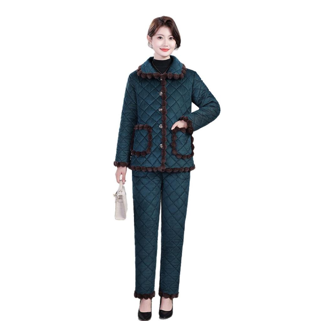 2025 Fleece-lined Windproof Two-Piece Set: Keeps Middle-aged and Elderly Moms Warm In Winter