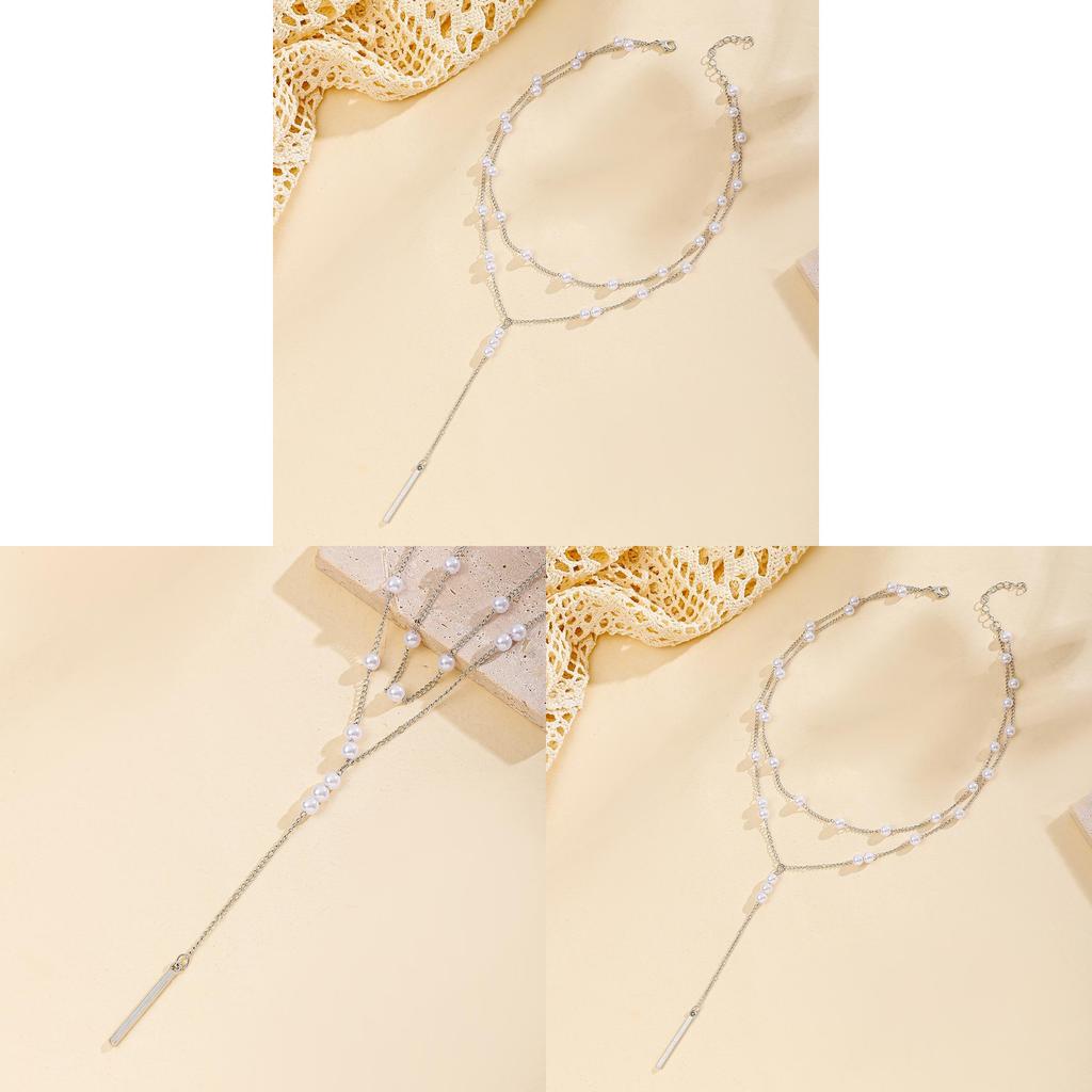 Geometric Pearl Pendant Necklace Elegant Chic Gift For Women