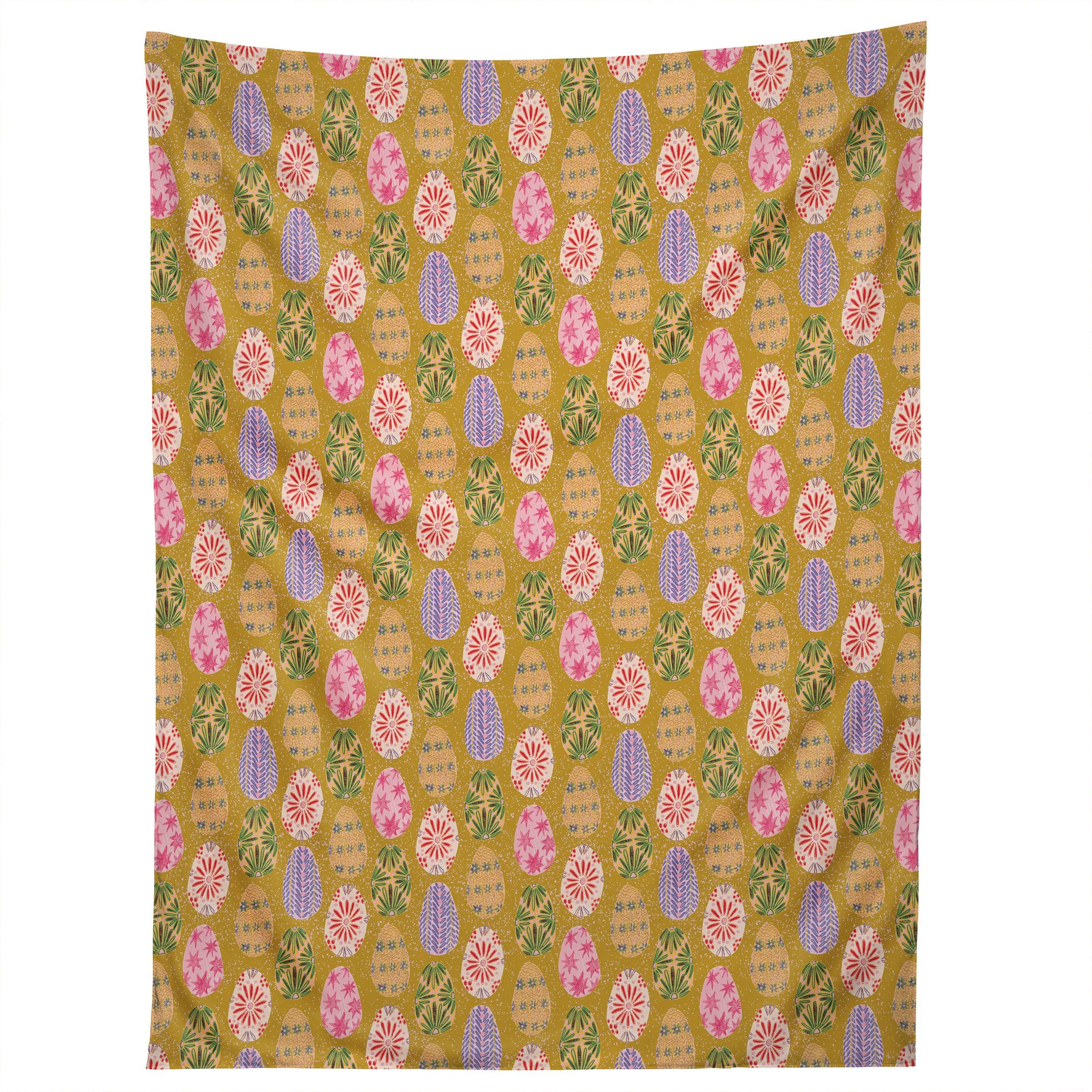 COLORFUL FOLK ART EASTER EGGS tapestry 75x100 чёрный