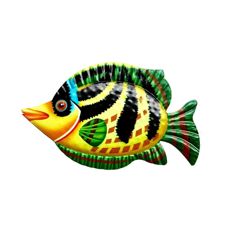 Large Metal Fish Wall Art Decoration Colorful Iron Sculpture Statues Garden Hanging Ornament for Balcony Dropshipping