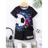 Summer New Children's Set Girls' Summer Set Short Sleeve T-shirt Boys' Shorts Crown 3D Printed Casual Round Neck Children's