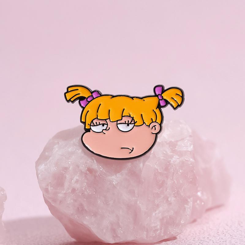 Naughty Cool Girl Enamel Pins Custom Yellow Haired Girl Brooches Lapel Badges Cartoon Funny Jewelry Gift for Friends