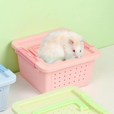24TE Hamster Outdoor Cage Small Pet with Ventilable Cover Plastic Pet Carry Cage Practical Travel Box for Hamster