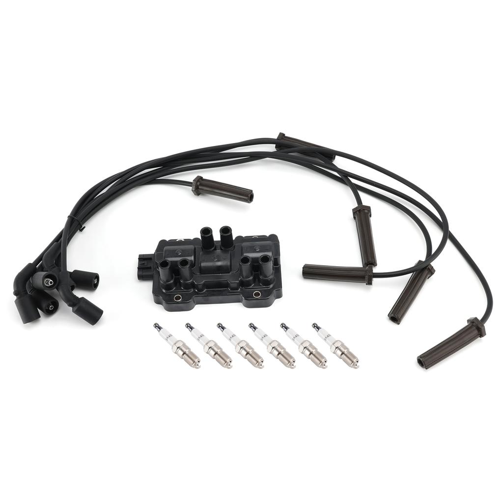 1x Ignition Coil + 6x Spark Plugs +6x  Wire Pack UF434 For Chevrolet GMC Pontiac