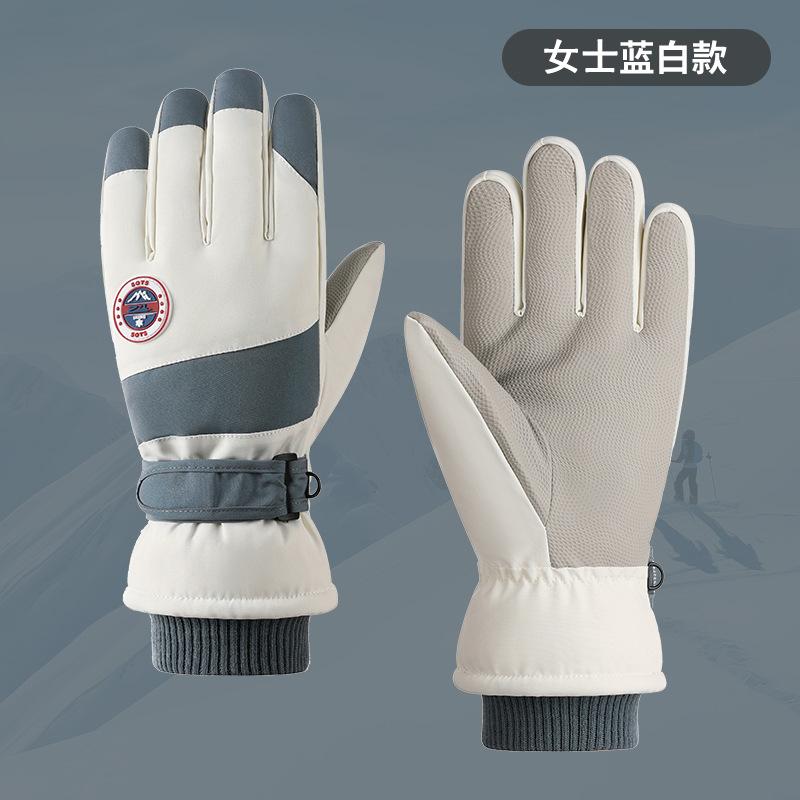 Guanti da sci invernali, touch screen impermeabile per ciclismo all'aperto, guanti isolanti in peluche, silicone antiscivolo e resistente all'usura Resistente a -40 ° C