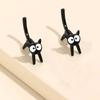 Svarta kattörhängen för kvinnor Enkla Kreativa Zinklegering Örhängen Djur Söta Mode Trendiga Accessoarer Halloween-present