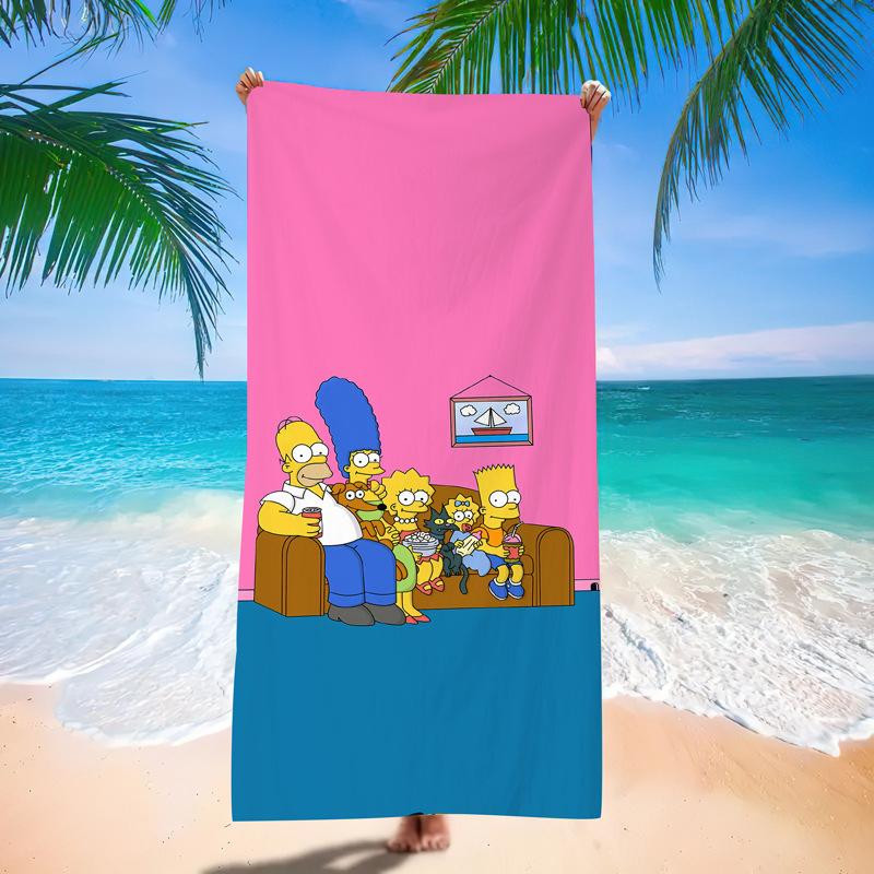 Popular Anime Cartoon Simpson Beach Towel Microfiber Quick-Drying Towel Strong Absorbent Bath Towel