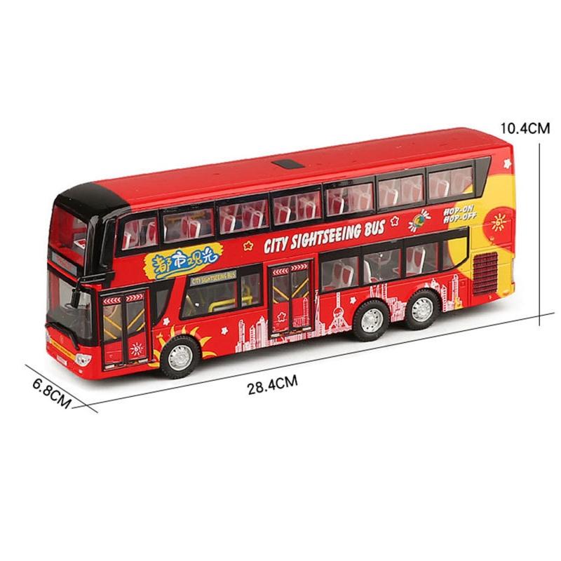 1:42er Maßstab Doppeldecker Spielzeugbus, Stadtrundfahrt Metalllegierung Modellauto Pull-Back Geräusch & Licht Sammlung Für Jungen, Kind