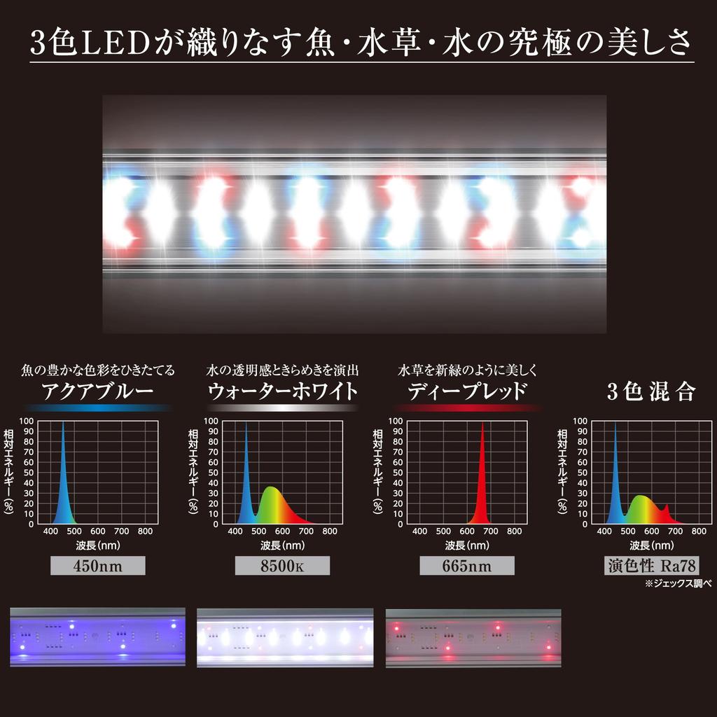 GEX Clear LED POWER III 1200 Brightness Color Temperature LED 3 color switching For 120cm wide aquarium with light lift 2,000lm 10,000K