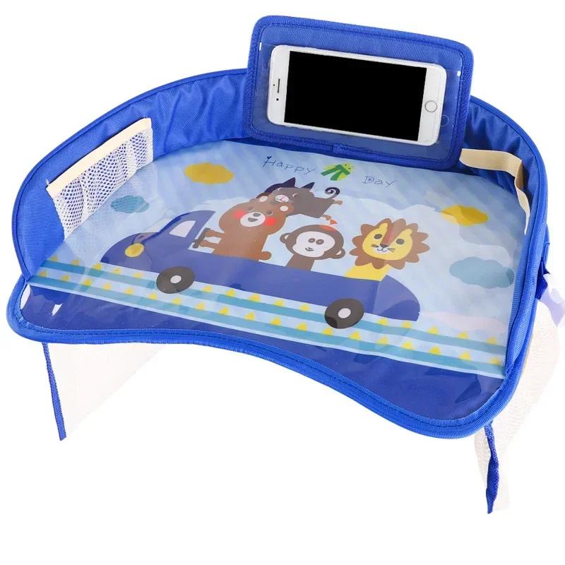 Kids Travel Tray Car Seat Activity and Play Tray Organizer for Children and Toddlers Lap Desk with Tablet Phone Holder Foldable