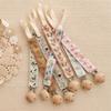 Wood Baby Cloth Pacifier Chain Embroidery Floral Nipple Holder Clips Soother Holder  Toddler