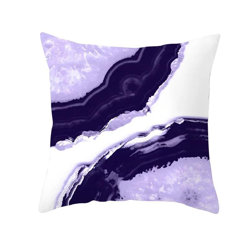 Square Throw Pillow Geometric Purple Marble Print Pattern Cushion Cover Home Living Room Sofa Decoration