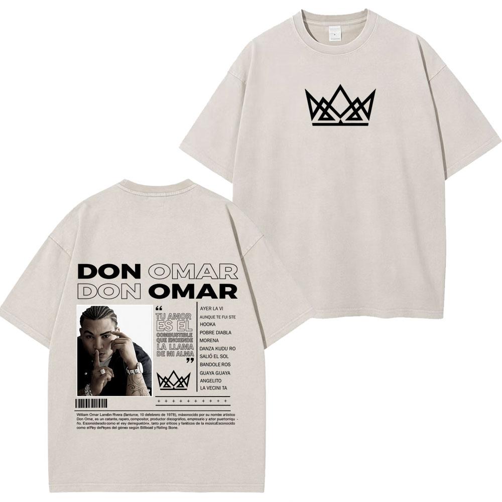 Rapper Don Omar Album Print Tshirts Unisex Women Fashion Tshirts Shortsleeved Loose Casual Cotton Vintage Washed Tshirts Tops