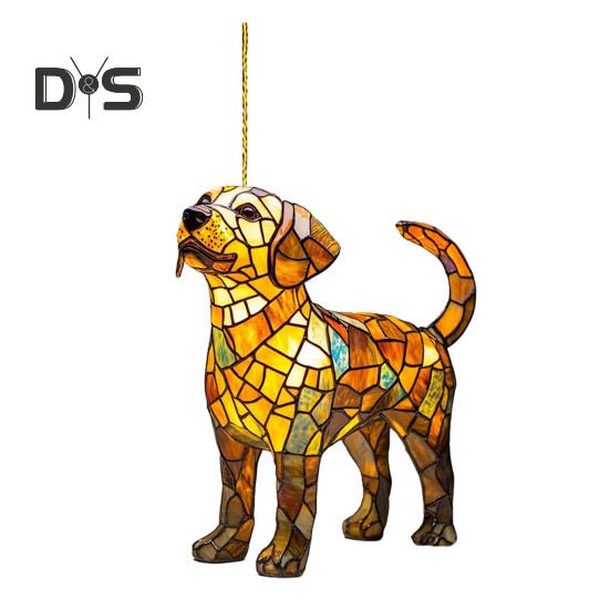 

Щенок-ловец солнца 2D плоский акриловый кулон в виде щенка красочный ловец солнца для собак подвесное украшение для дома, окна, стены, автомобиля D