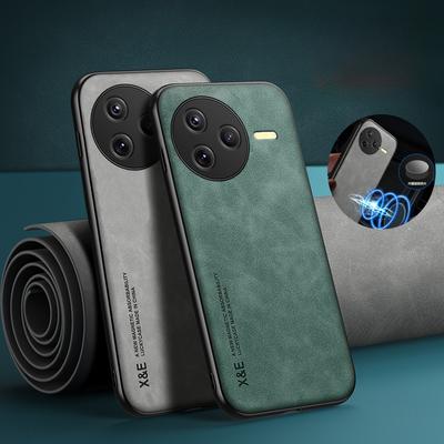 For Redmi K80 Pro PU Leather Car Magnetic Holder Silicone Cover For Redmi K70 Pro K70 Ultra Built-in Iron Protection Phone Case