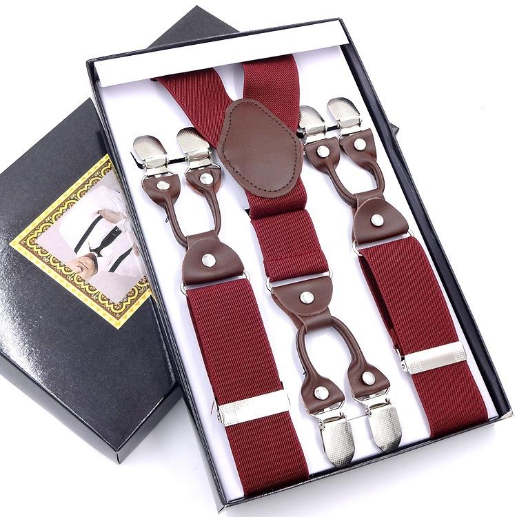 Men'S Six-Clip Suspender Belt Jacquard Strap 3.5 Six-Clip Printed Webbing Six-Clip Wide Strap Clip