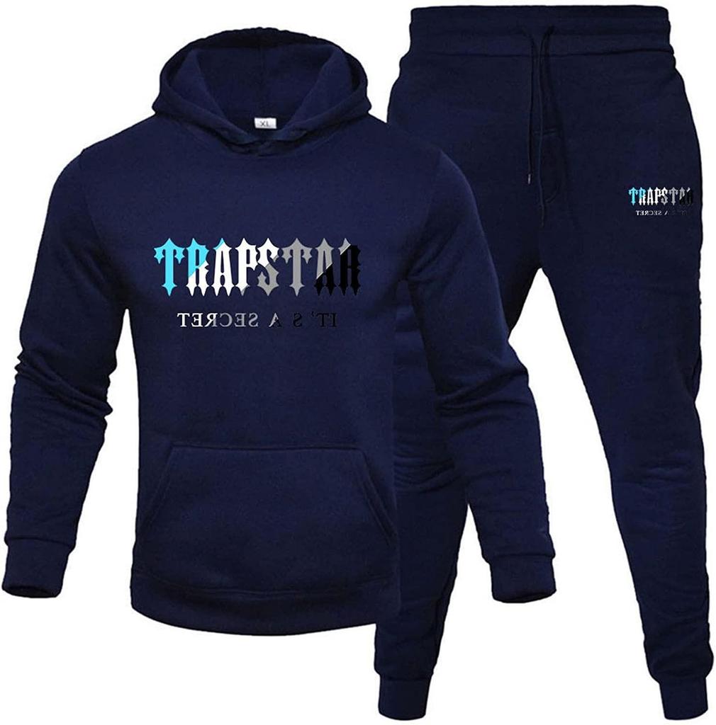 Trendy Brand Men's Trapstar Fleece-Lined Hoodie & Sweatpants Casual Fashion Sportswear Set