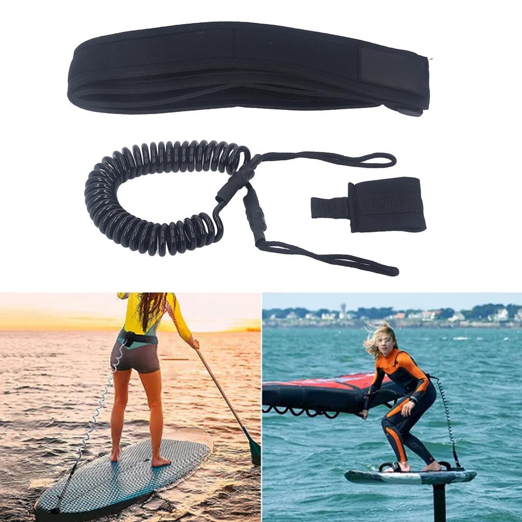 6mm Surfboard Leash Reliable High Strength TPU Coiled Spring Waist  Rope for Water Sport