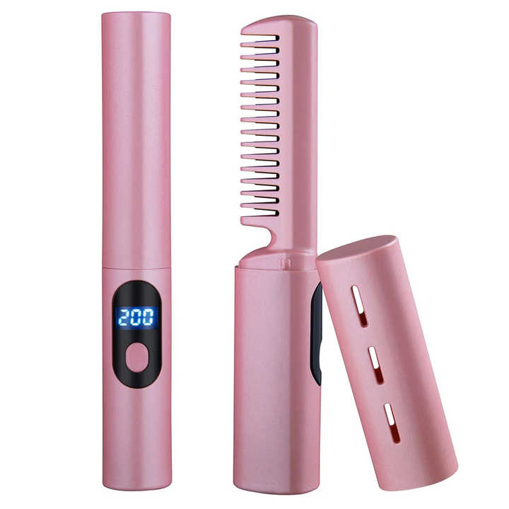 Hot Sale Wireless Professional Straight Hair Comb Brush Styling Curling Comb Lon Tools LED Display USB Hair Straightener Universal&Universal