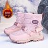 Girls' Winter 2025 Waterproof High-Top Snow Boots - Warm, Non-Slip, Cotton Velvet Lined for Medium & Large Kids