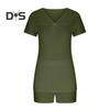 2 Teile/satz Damen Sommer Pyjama Anzug V-Ausschnitt Kurzarm Nachtwäsche Set Homewear Top Shorts Set Lose Shorts Set Lässiges Sport Outfit