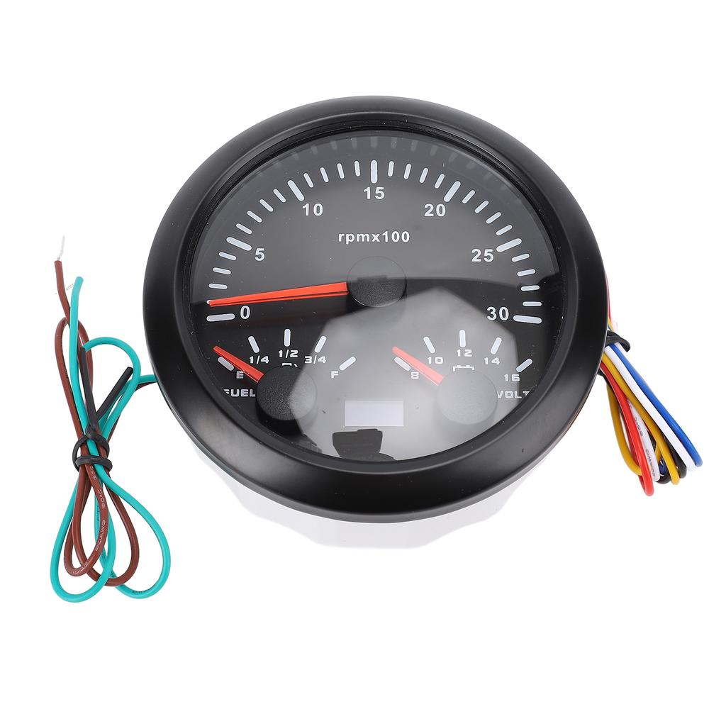 85mm 3 in 1 Speedometer 3000rpm Tachometer 8 to 16V Voltmeter 7 Colors Backlight E-1Celsius4-1Celsius2-3Celsius4-F Fuel   Gauge for RV Yacht Truck