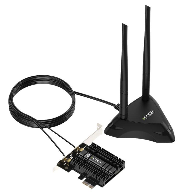 EDUP AX210 High-End Tri-Band Wireless PCIE Network Card with Bluetooth 5.2 and Extended Antenna for Gaming, Speed up to 5374 Mbps