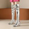 Overknee-Stiefel für Damen mit Reißverschluss, Gold/Silber, Overknee-Stiefel für Damen