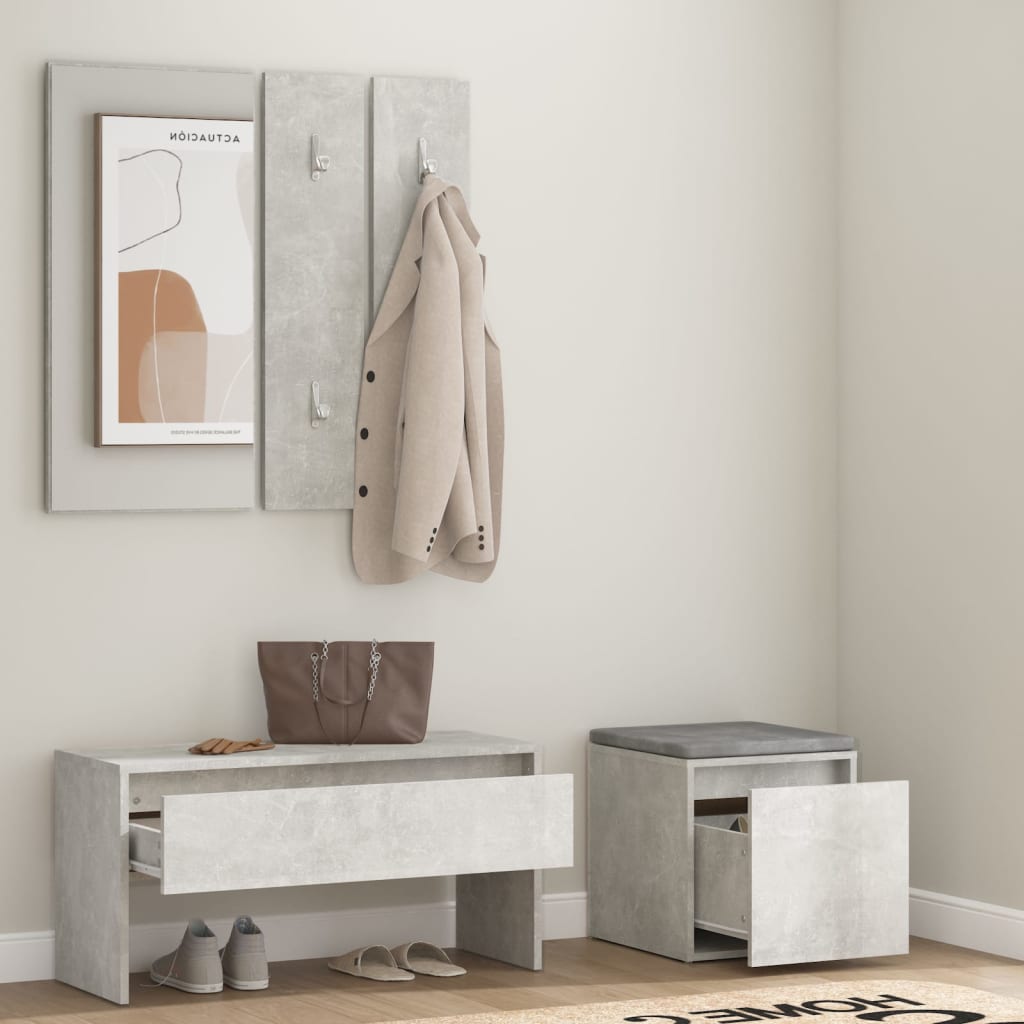 Vidaxl Hallway Furniture Set, Concrete Grey