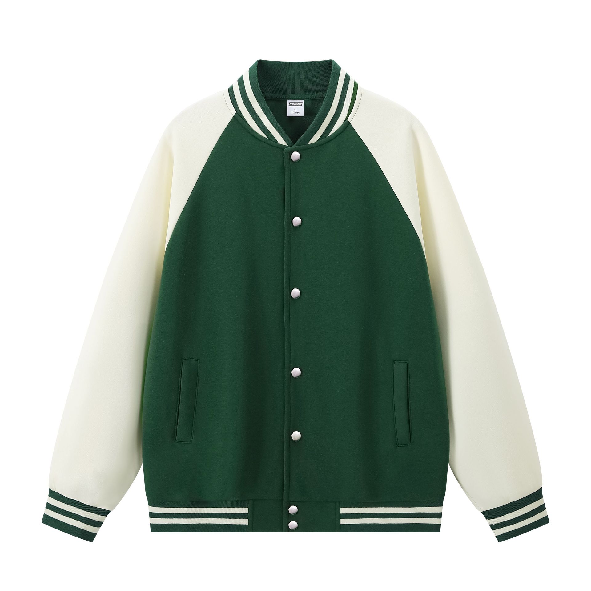 Trendy brand autumn and winter high-end baseball jacket, street style American jacket, youth campus raglan sleeve men s top M зелёный