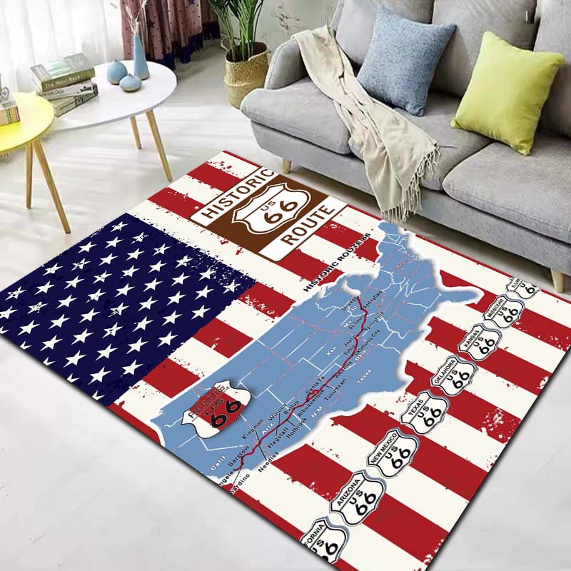 HD Vintage American History Route 66 Mother's Road Carpet Living Room Bedroom Home Decor Kitchen Bathroom Non Slip Carpet Gift