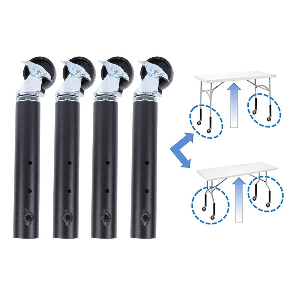 4PCS Furniture Legs with Caster Wheels Heavy Duty Carbon Steel Table Leg Extender Riser for Cabinet Sofa Bed Couch Coffee Table