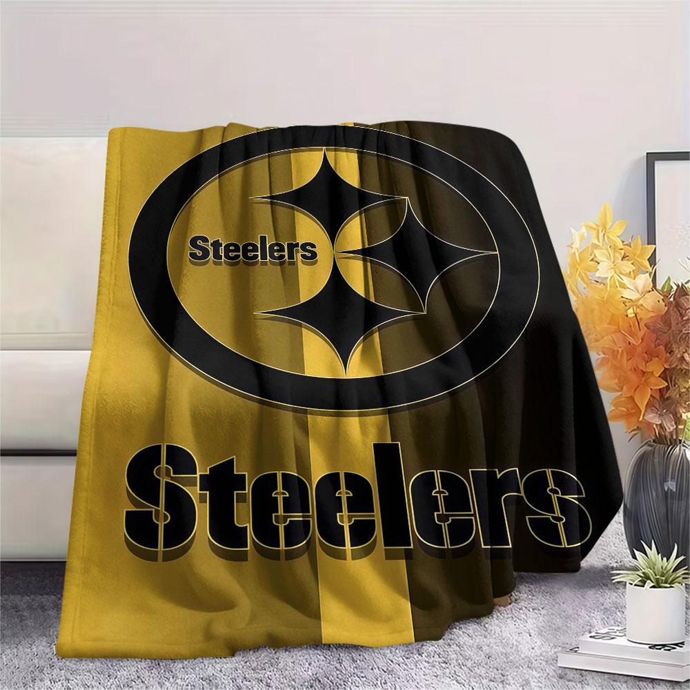 Pittsburgh Steelers Printed Flannel Blanket, soft throw for bedroom sofa, washable, fan merchandise, great gift.