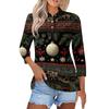 Women's Fashion Casual Button 3/4 Sleeve Vintage  Print Lapel Top