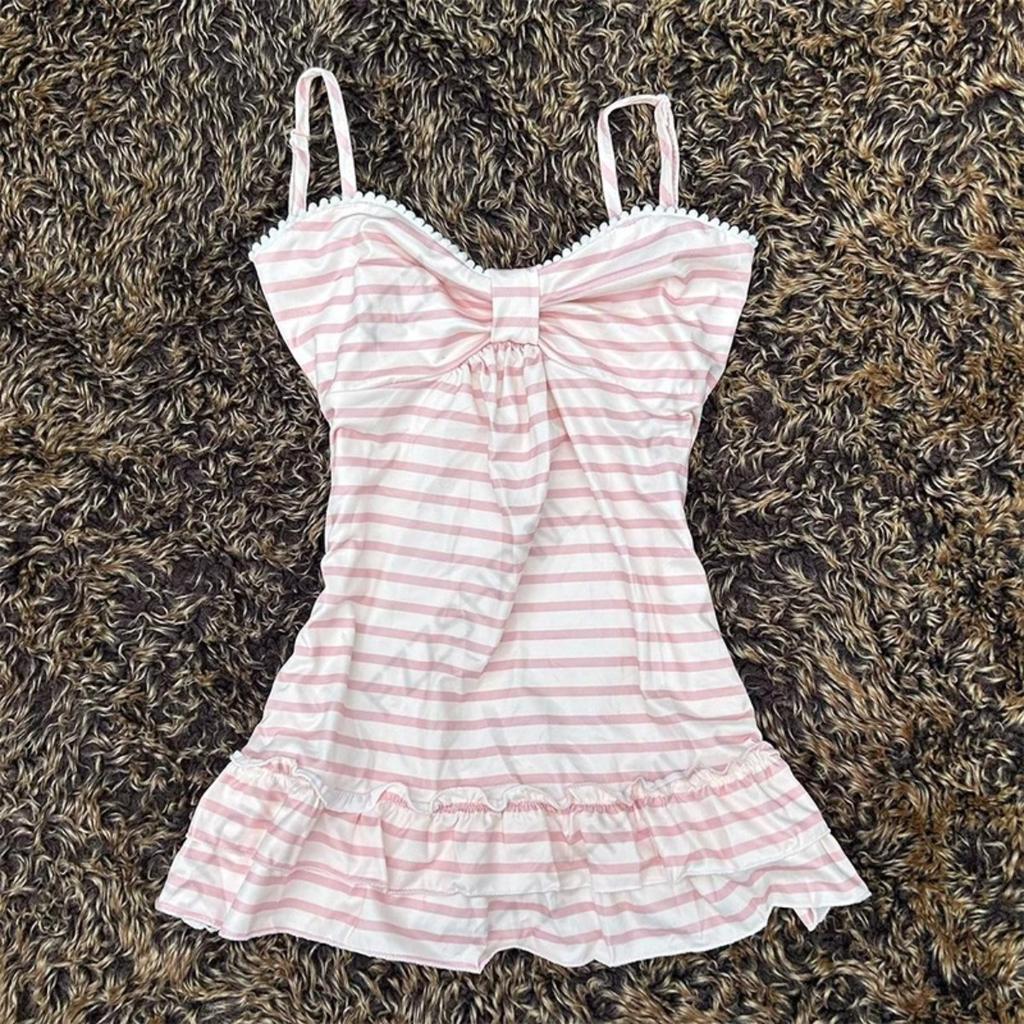 TrendHub Dámské kšandy Pruhovaný vzor Ležérní Y2K Retro Harajuku Móda Nová Street Punk Sladký Hip Hop Roztomilý Hottie Dětské Crop Topy Emo