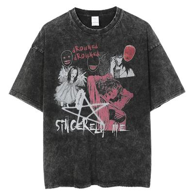 Streetwear Oversize Acid T-shirt Dla Mężczyzn Kobiet Thriller Komiks Grafika T-shirt Lato Prany Stary FuJiang Anime Top Tees