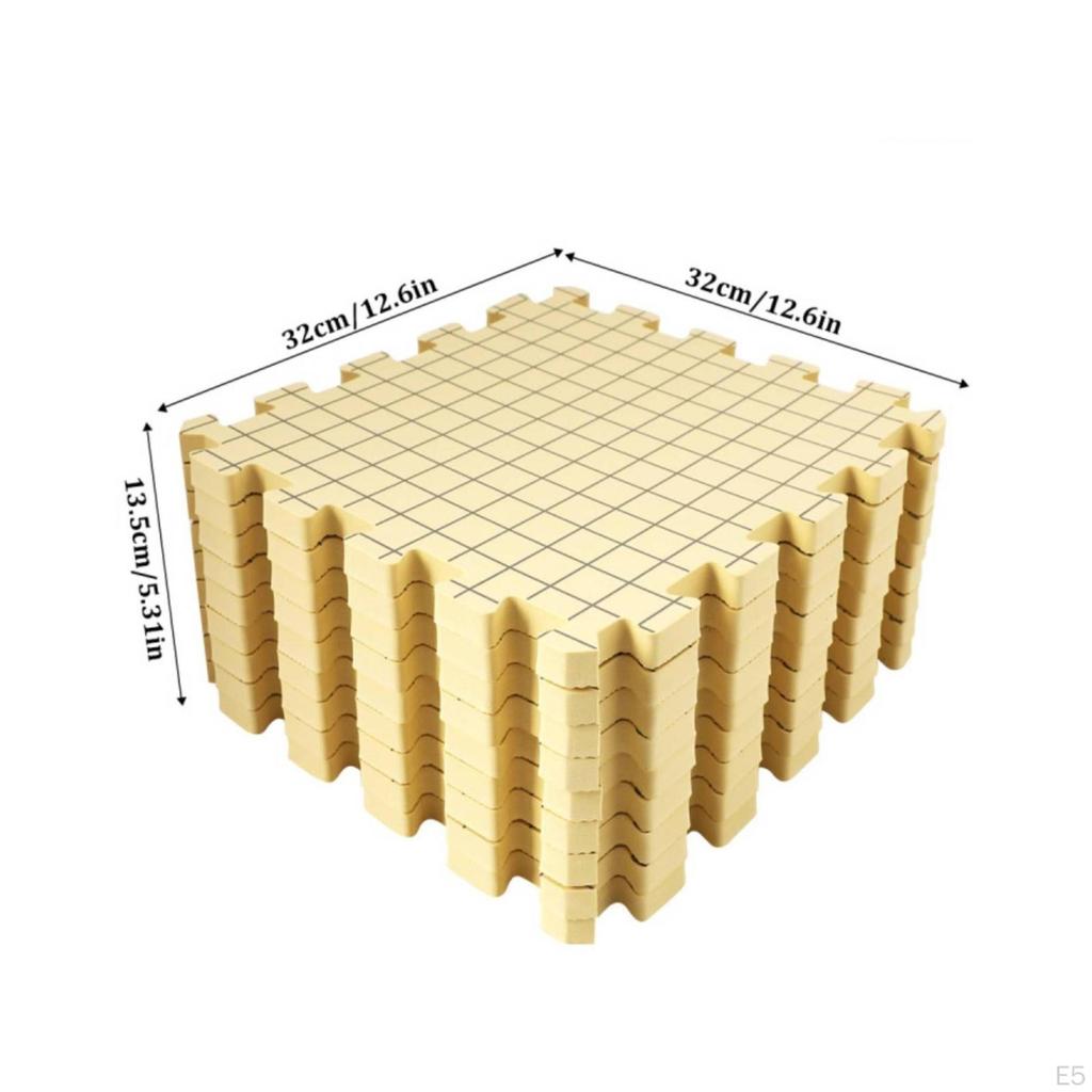 9 Pieces Blocking Mats with TPins Aligned Grid Interlocking FirmDensity Knitting