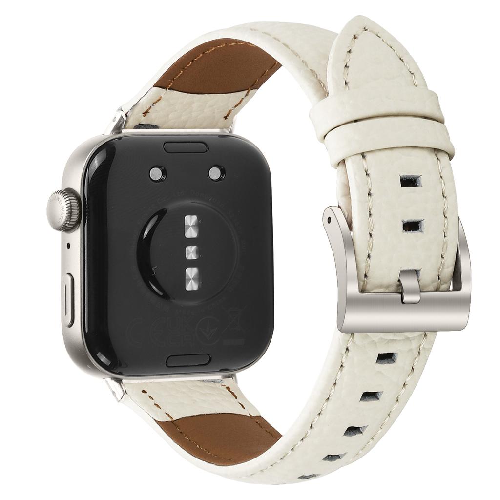 Litchi Textured Genuine Cow Leather Strap with Electroplated Buckle for Huawei Watch Fit 4 Pro/Fit 4/Fit 3 Pointed-End Watch Band