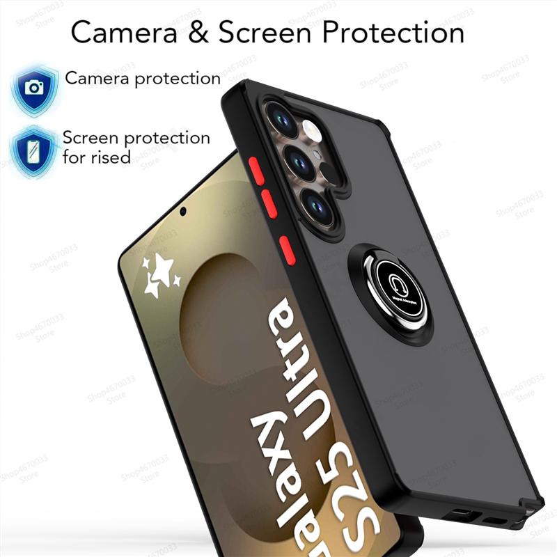 Magnetický kryt na telefon s držákem prstenu pro Samsung Galaxy S25 S24 S23 S22 S21 S20 Ultra Plus FE Note 20 Ultra Nárazuvzdorný kryt Fundas