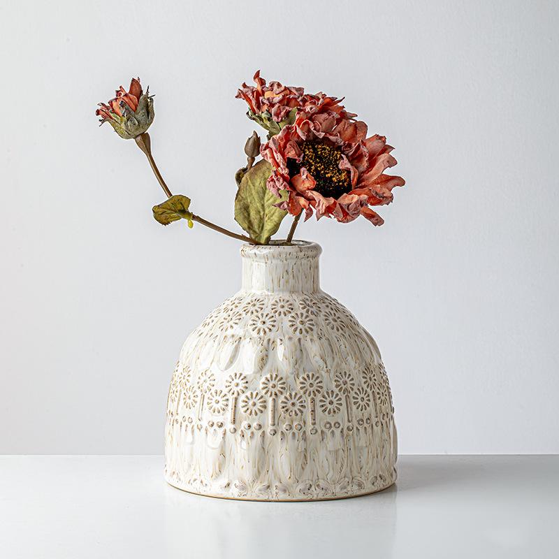 Retro Dandelion Closed Vase Housewarming Decoration Ceramic Ornament Living Room Model Room Flower Device