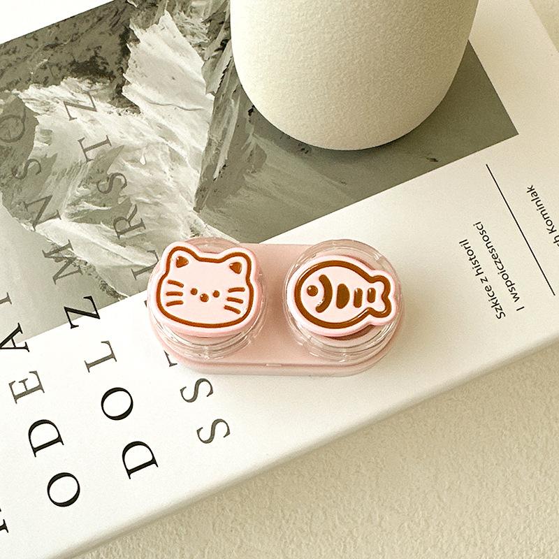 1pc Mini Contact Lens Case for Eyes Travel Kit Holder Cartoon Cute Cosmetic Contact Lenses Case Box Container Travel Accessaries