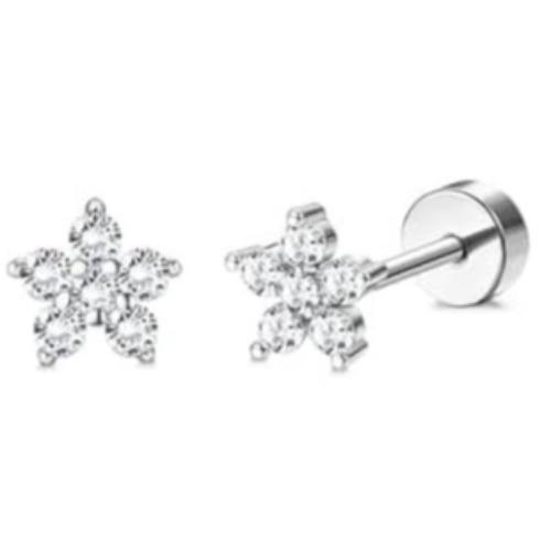 Drperfect 1Pair Flat Back Earrings for Women Surgical Steel Earrings for Sensitive Ears Hoop Stud Cartilage Tragus Piercings