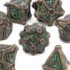 7 Pcs GreenTree Stump Root Metal Dice Solid Metal Polyhedral Dice Set Suitable for Role-Playing RPG  Board Game Card Game
