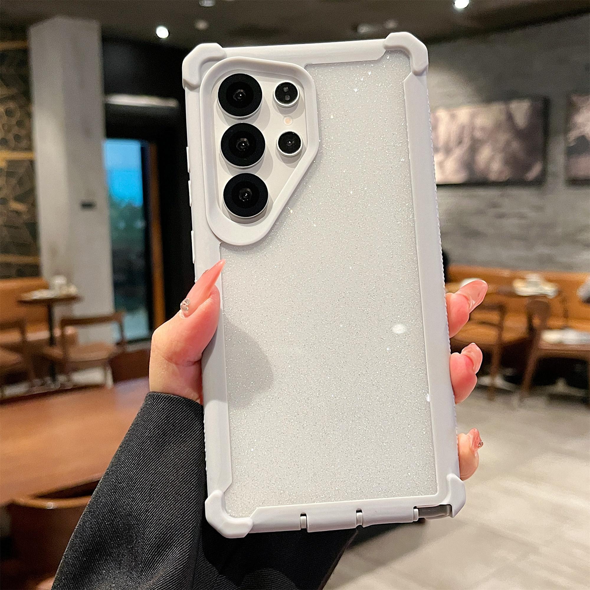 

For Samsung Galaxy S24 Ultra Case Detachable 2 in 1 Glitter TPU+PC Shockproof Phone Back Cover Grey